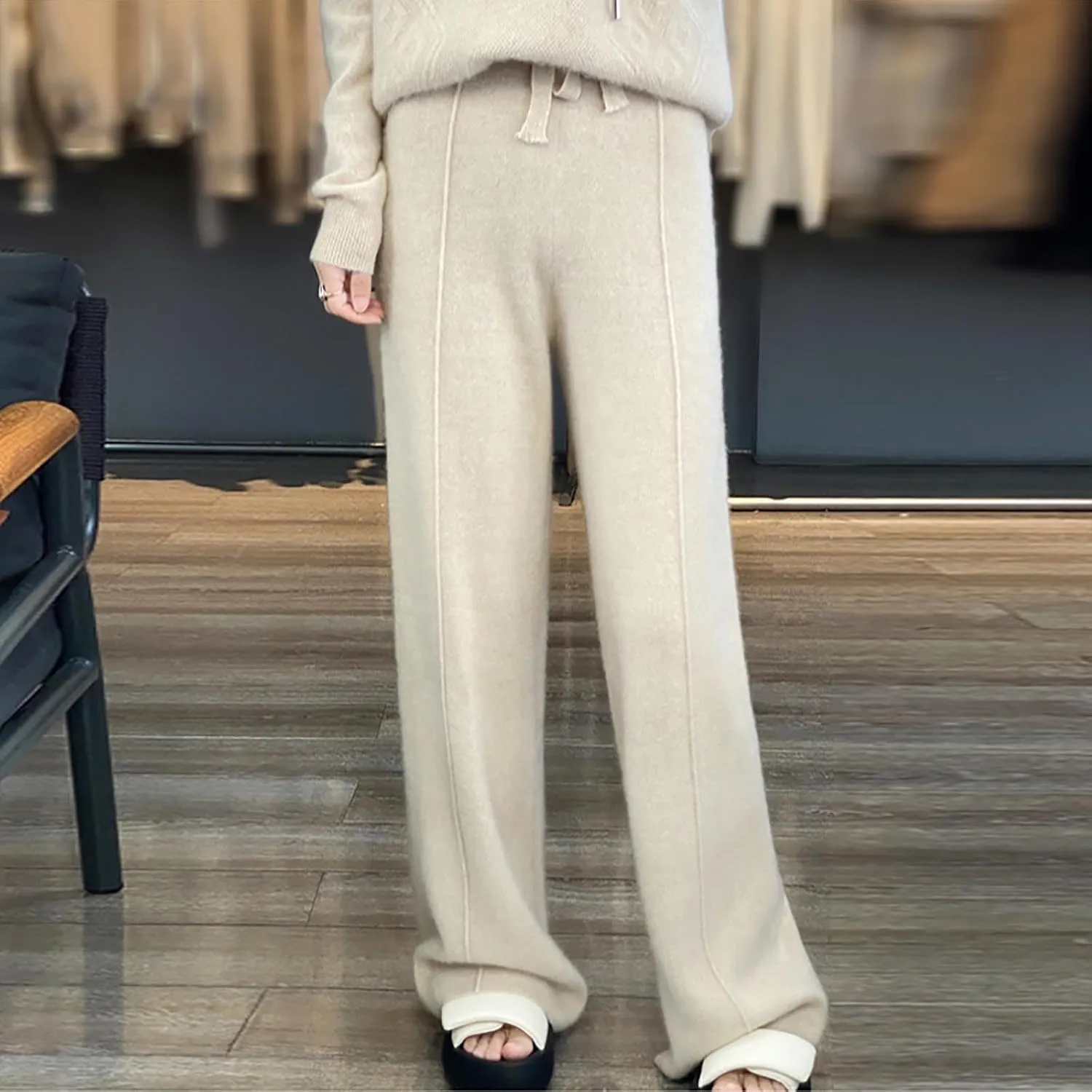 Womens Wide Leg Sweatpants Flare High Waisted Baggy Pants Drawstring Athletic Joggers Fashion 2025 Winter Outfits