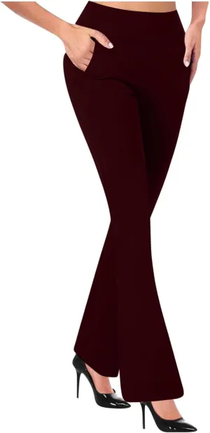 Work Pants for Women 2025 High Waist Stretch Comfy Dressy Flare Long Pants Casual Pull On Office Business Trousers