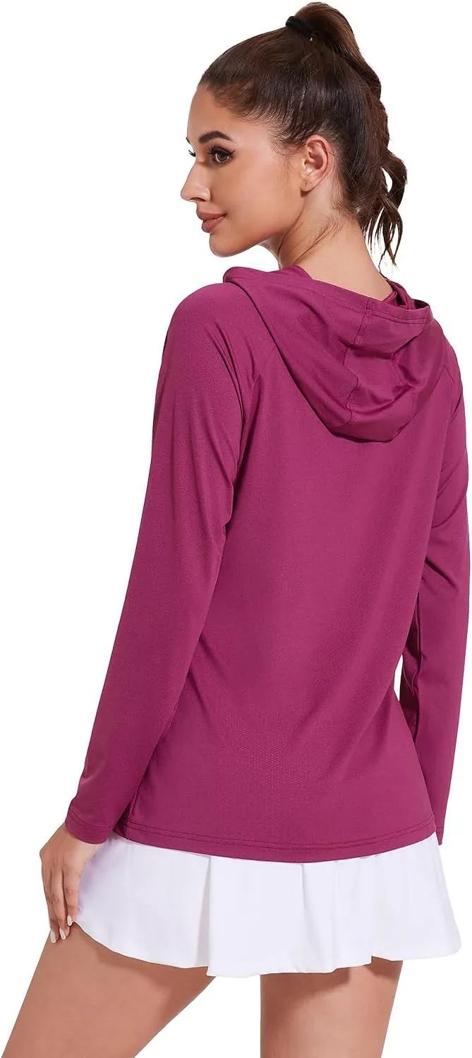 Xelky Women's Hoodie Long Sleeve Sun Shirts Lightweight UV Protection Hooded Shirt Athletic Hoodie with Thumb Hole