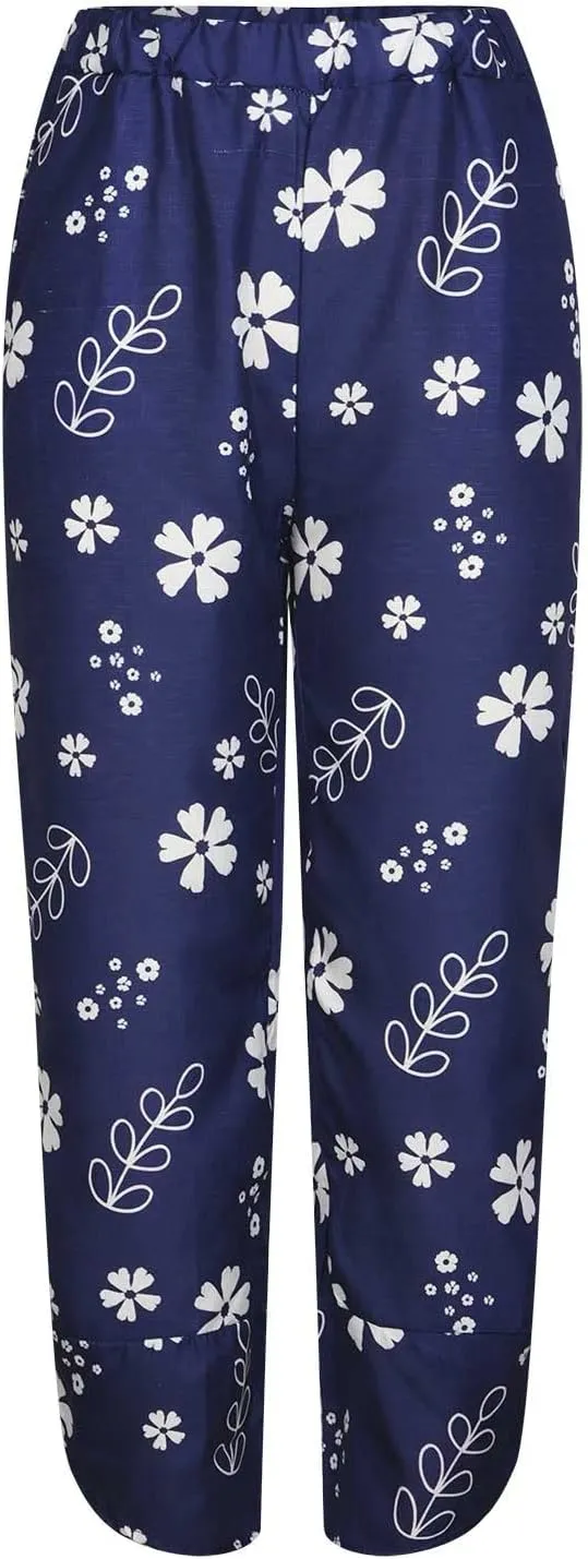 ZDRZK Capri Linen Pants Women Summer Casual High Waist Wide Leg Cropped Pant Loose Fit Beach Pant Trousers Plus Size